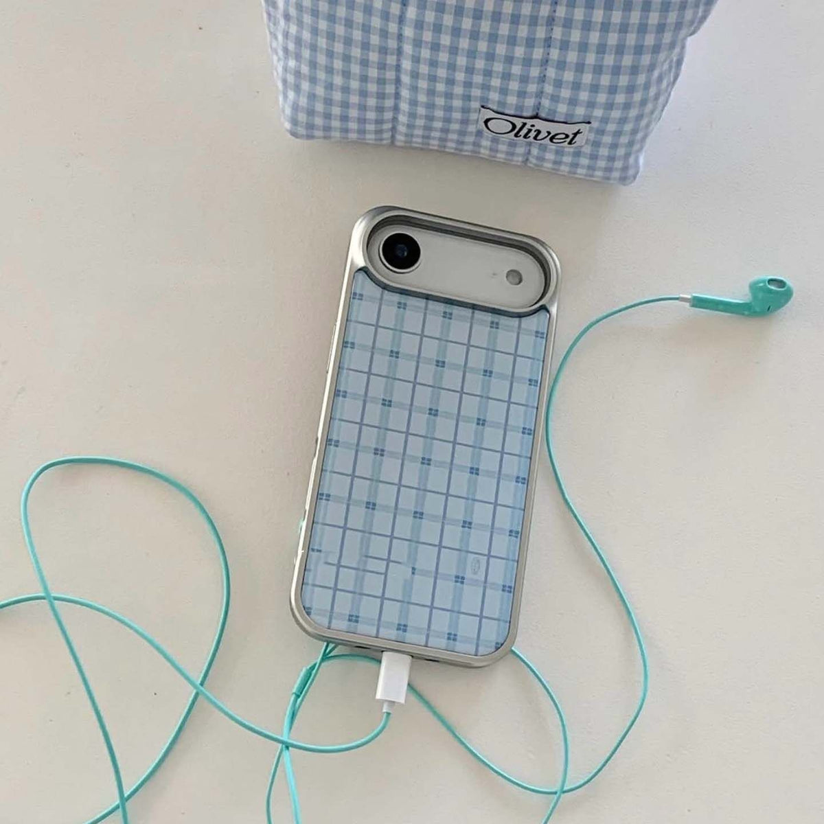 Korean Blue Plaid iPhone Case