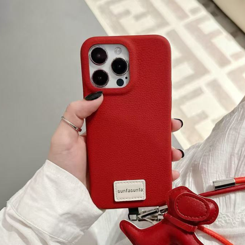 Vintage Red Leather iPhone Case