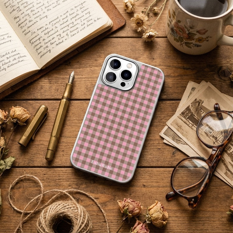 Pink & Brown Striped iPhone Case