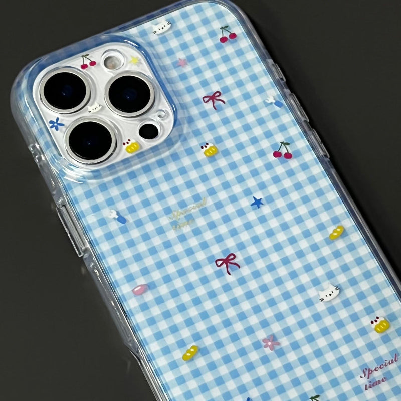 Summer Poolside Blue Gingham iPhone Case