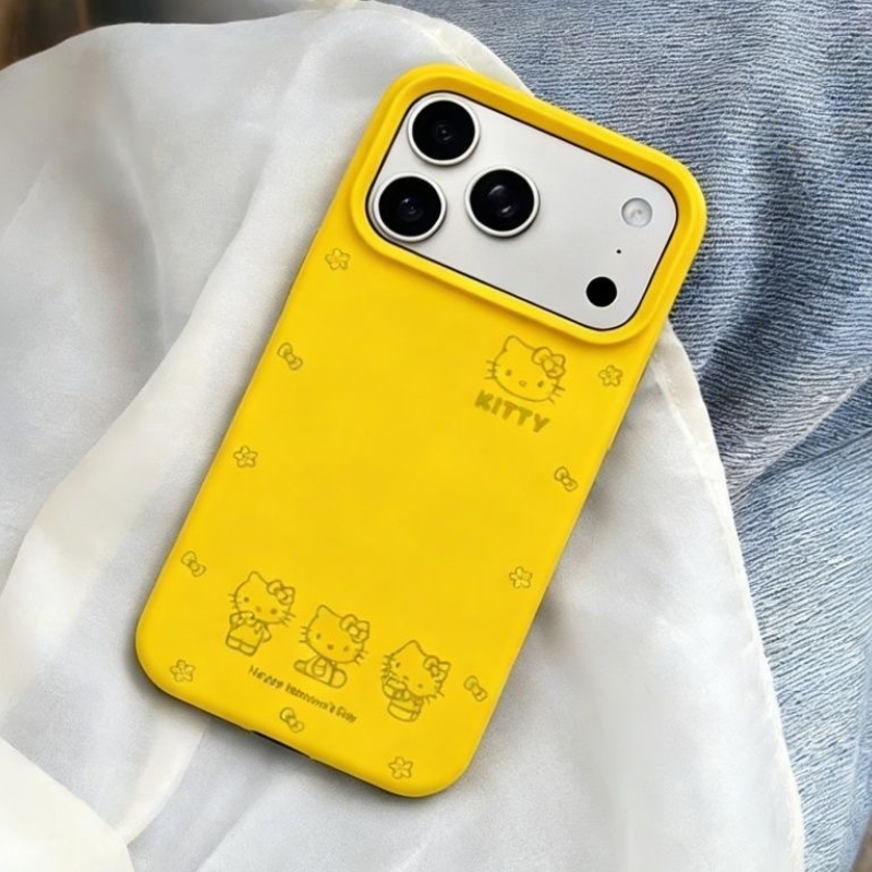 Cute Yellow Soft Silicone Cartoon Kitty iPhone Case