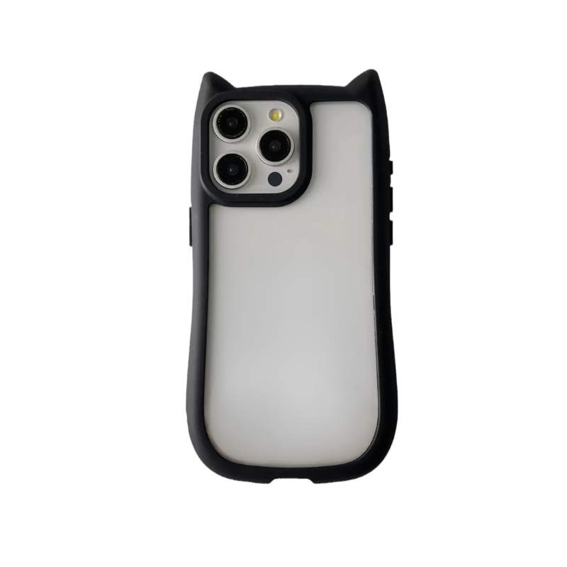 Cute Black Cat Ear Clear iPhone Case