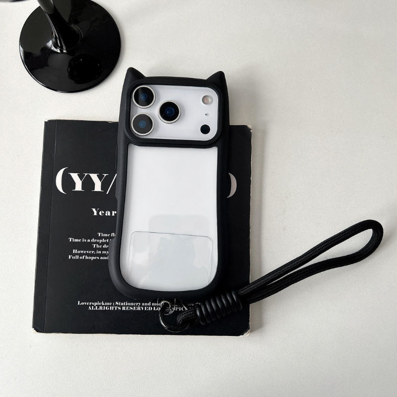 Cute Black Cat Ear Clear iPhone Case