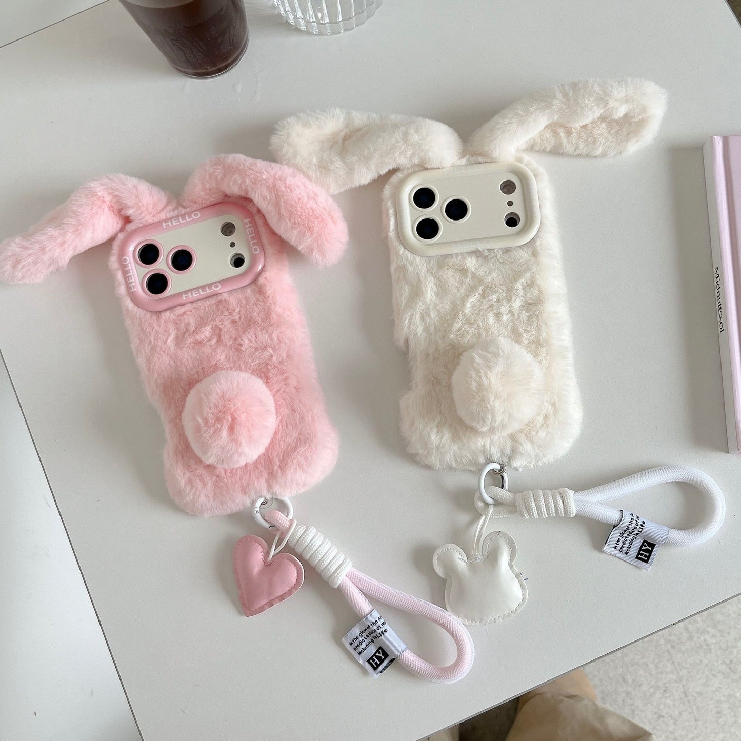 Cute Pink Bunny Ear Plush iPhone Case