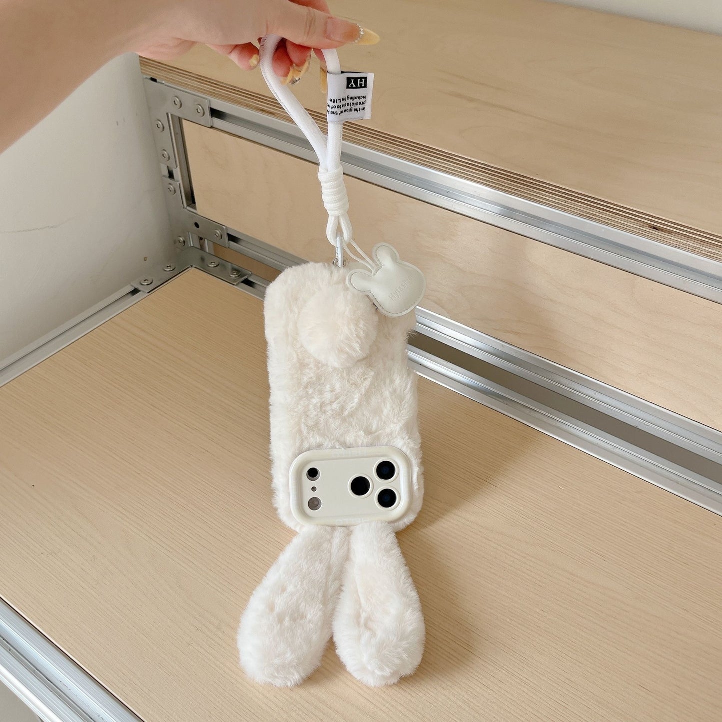 Cute Pink Bunny Ear Plush iPhone Case