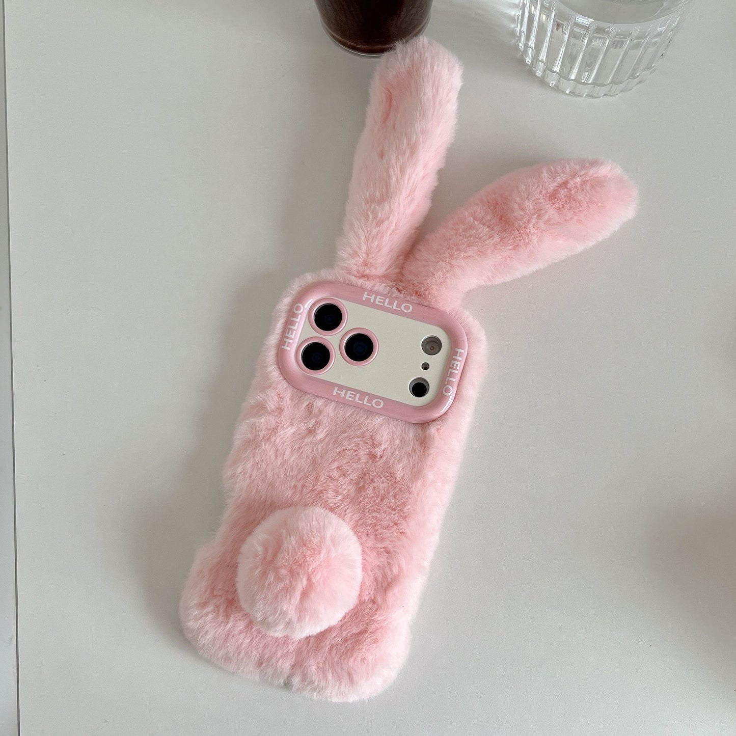 Cute Pink Bunny Ear Plush iPhone Case