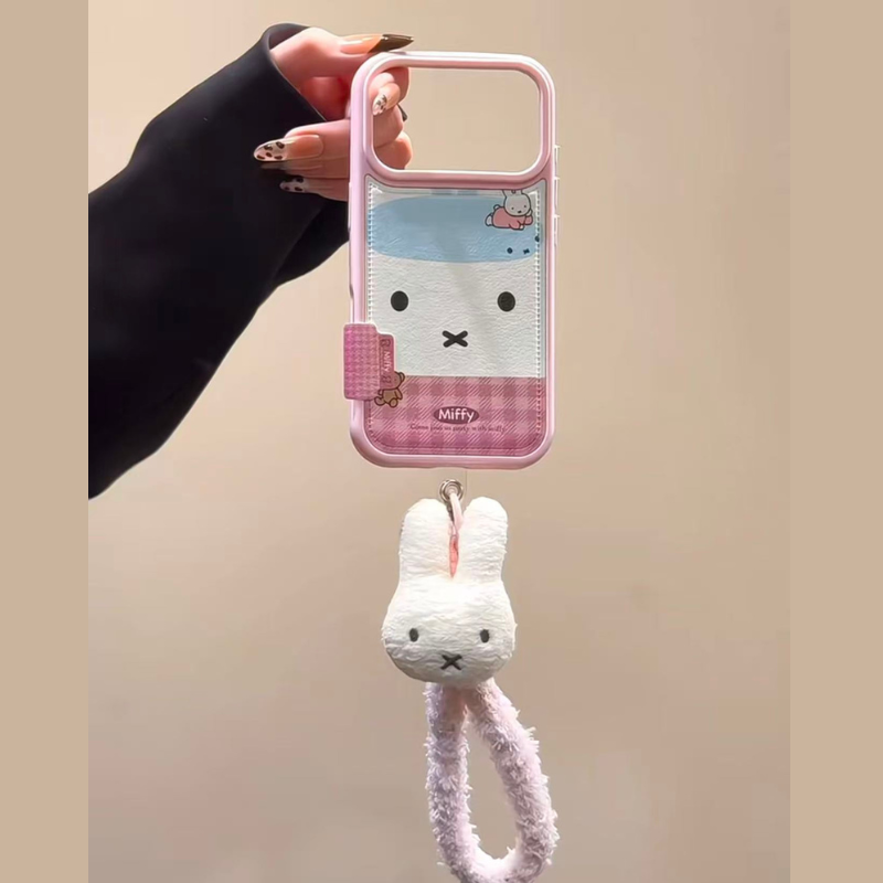 Cute Pink Bunny Phone Case with Charm