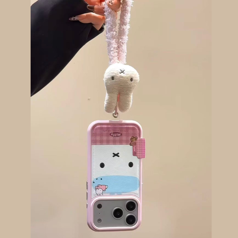 Cute Pink Bunny Phone Case with Charm