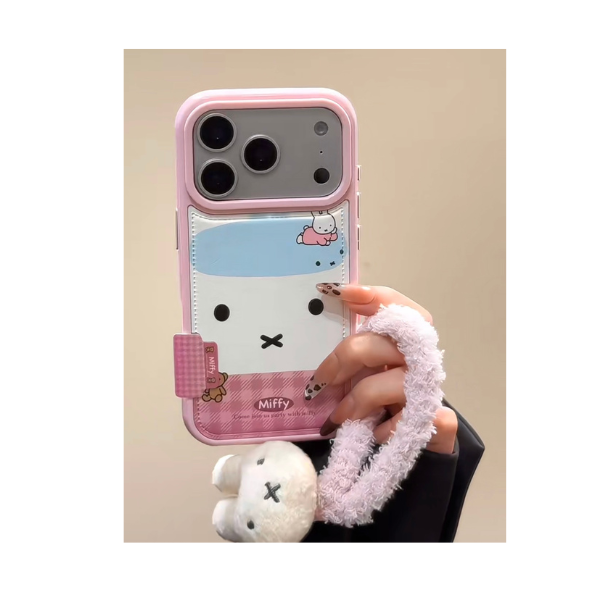 Cute Pink Bunny Phone Case with Charm