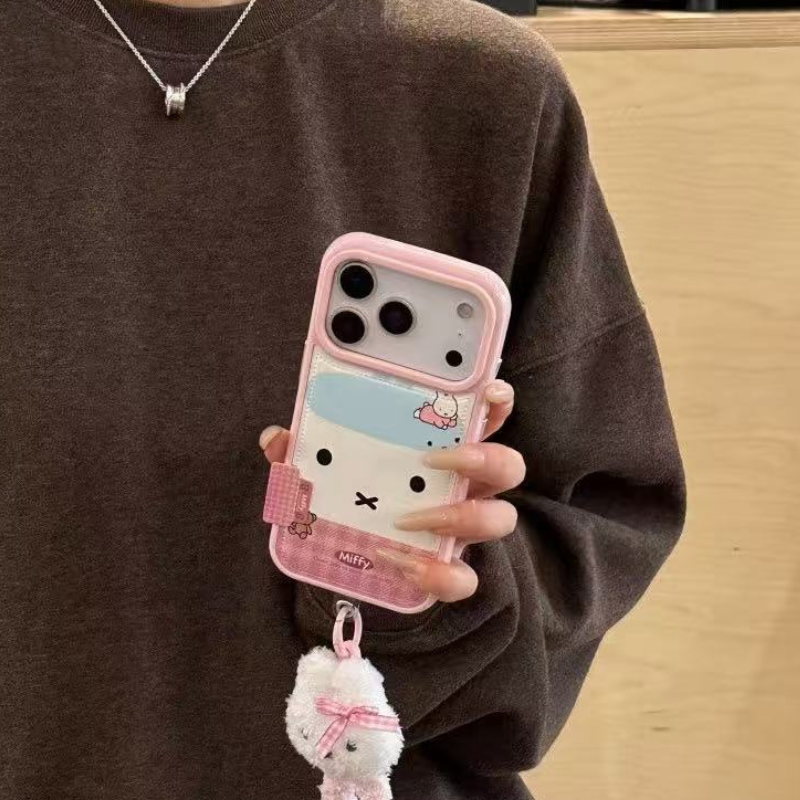 Cute Pink Bunny Phone Case with Charm