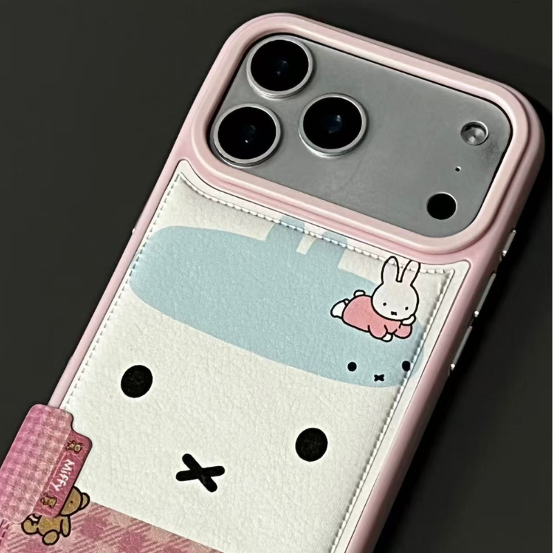 Cute Pink Bunny Phone Case with Charm