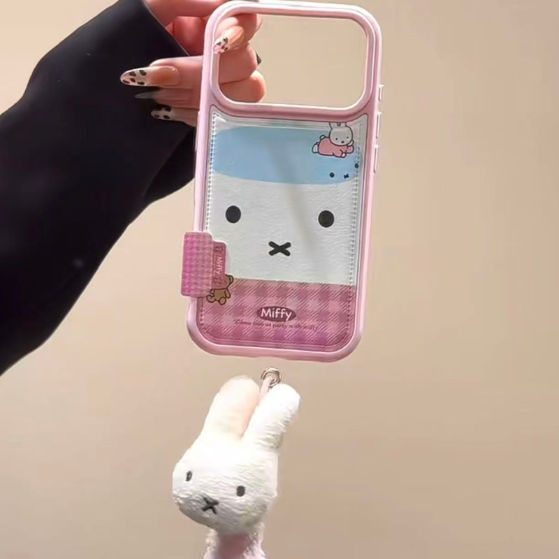 Cute Pink Bunny Phone Case with Charm