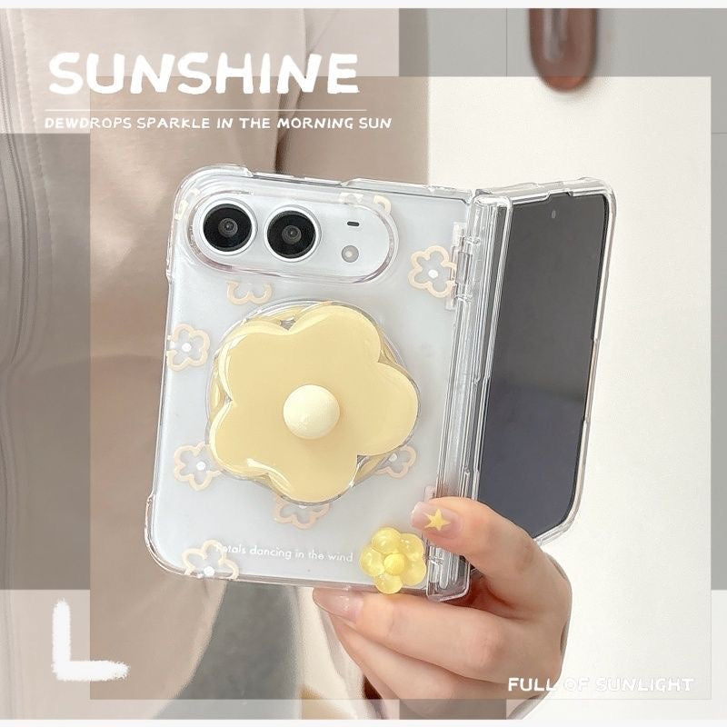 Flower Magnetic Stand iPhone Duo Case – Clear Floral Kickstand Phone Case
