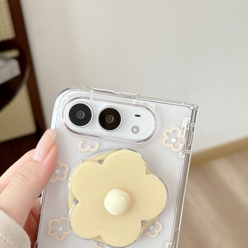 Flower Magnetic Stand iPhone Duo Case – Clear Floral Kickstand Phone Case