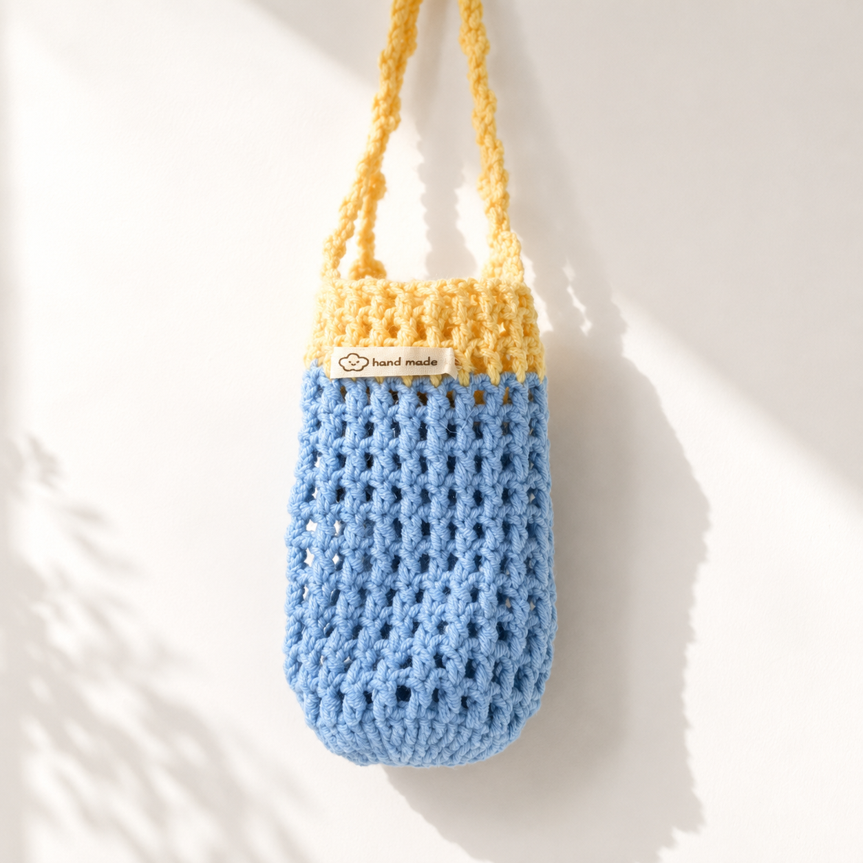 Handmade Summer Breeze Blue & Yellow Crochet Phone Pouch
