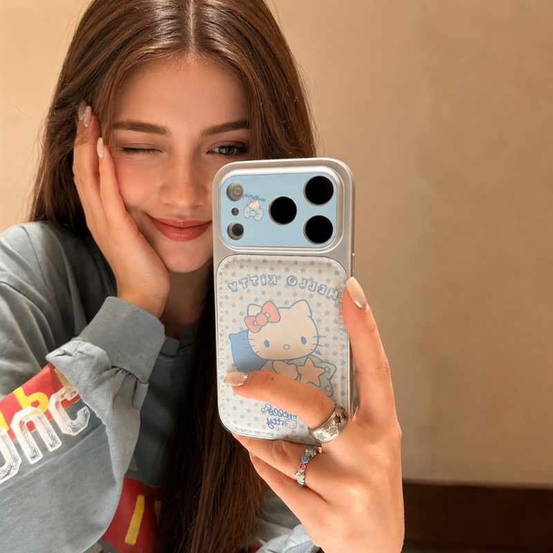 Kawaii Blue Star Cat iPhone Case