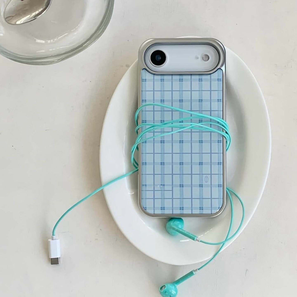 Korean Blue Plaid iPhone Case