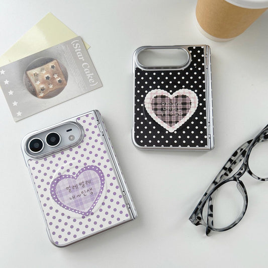 Lavender Love iPhone Duo Case – Purple Polka Dot Korean Heart Case