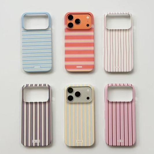 Minimalist Striped Pattern iPhone Case – Soft Rose