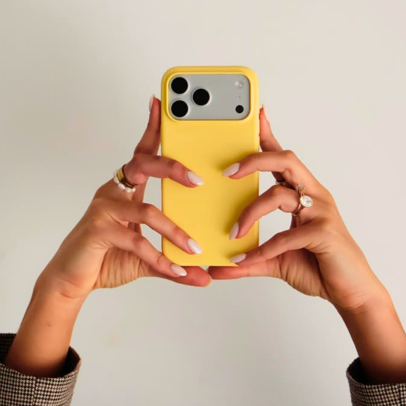 Minimalist Solid Color iPhone Case – Soft Yellow