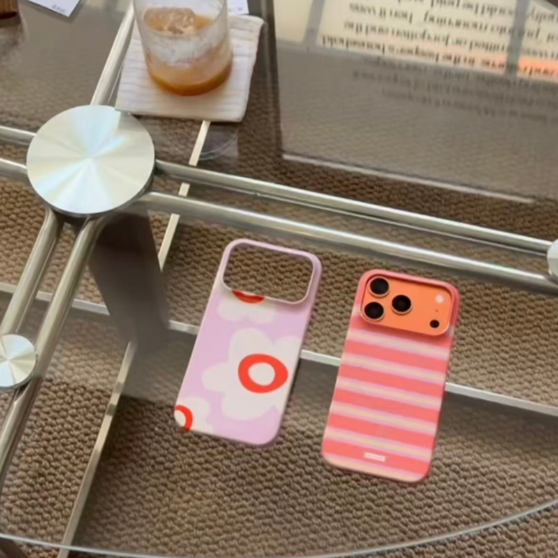 Minimalist Striped Pattern iPhone Case – Sunset Coral