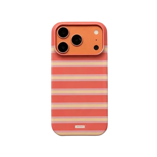 Minimalist Striped Pattern iPhone Case – Sunset Coral