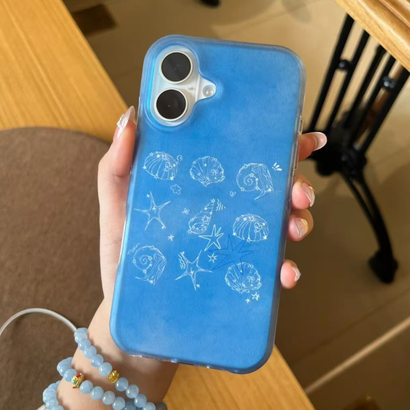 Ocean Blue Seashell iPhone Case