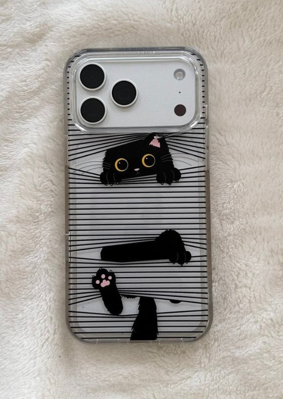 Peekaboo Black Cat Clear iPhone Case