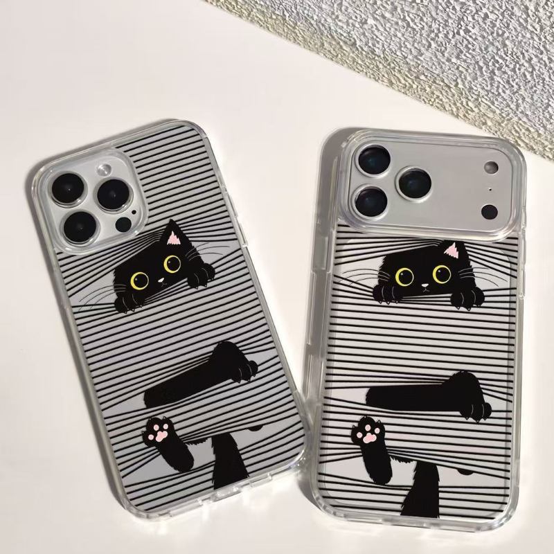 Peekaboo Black Cat Clear iPhone Case