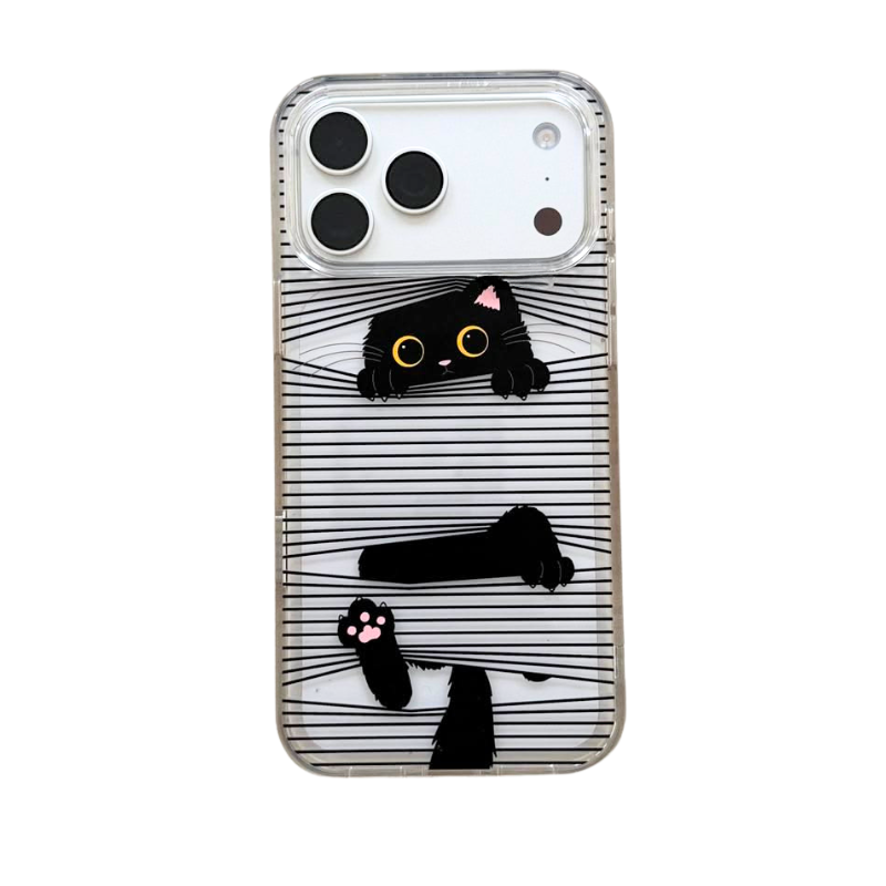 Peekaboo Black Cat Clear iPhone Case