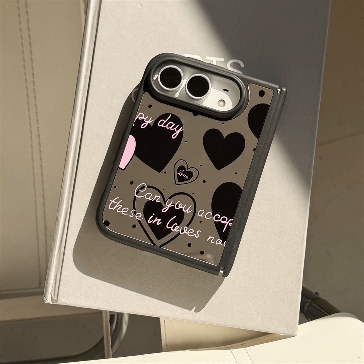 Y2K Black Heart Mirror iPhone Duo Case