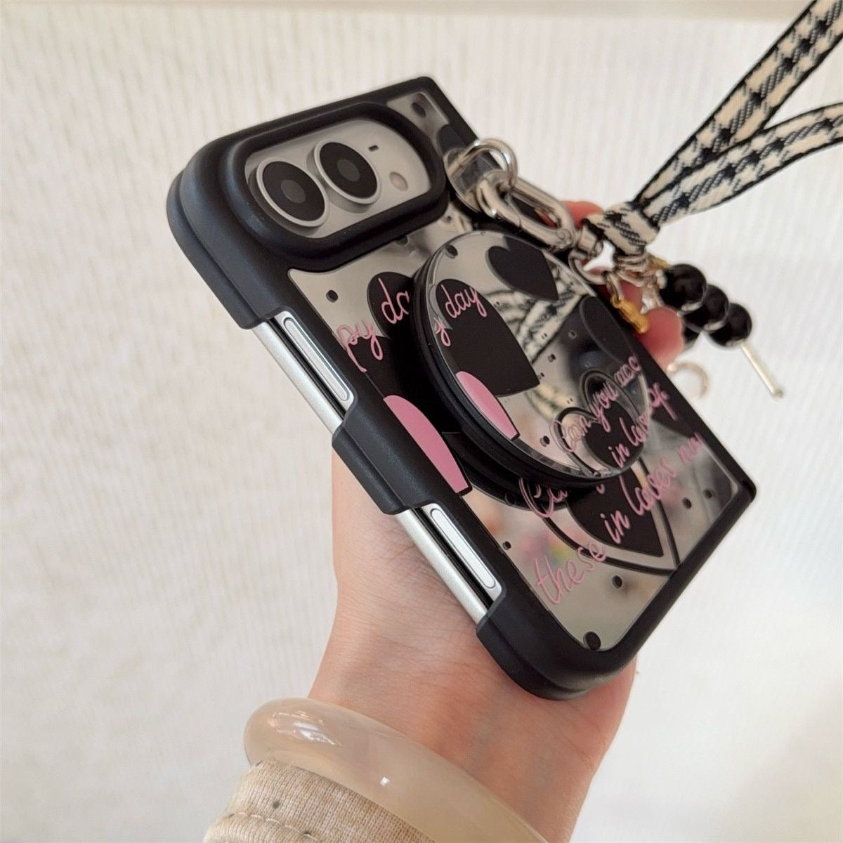 Y2K Black Heart Mirror iPhone Duo Case