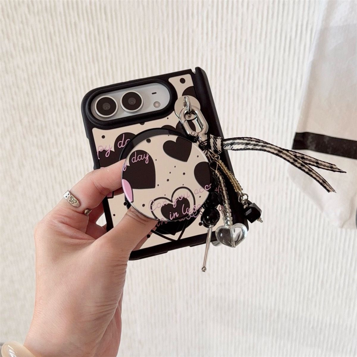 Y2K Black Heart Mirror iPhone Duo Case