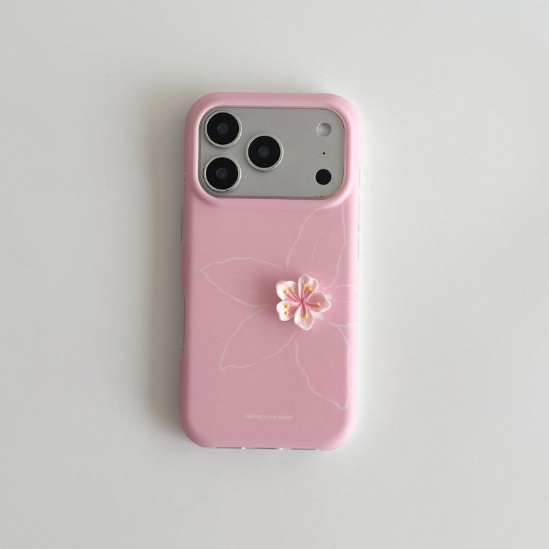iPhone Spring Pink 3D Flower Charm Case