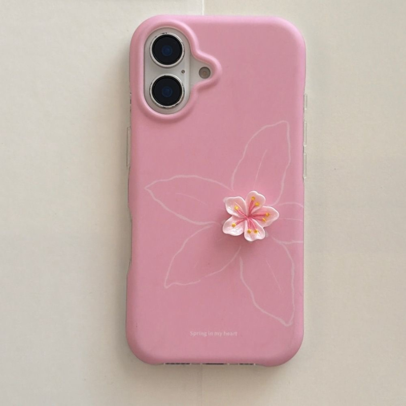 iPhone Spring Pink 3D Flower Charm Case