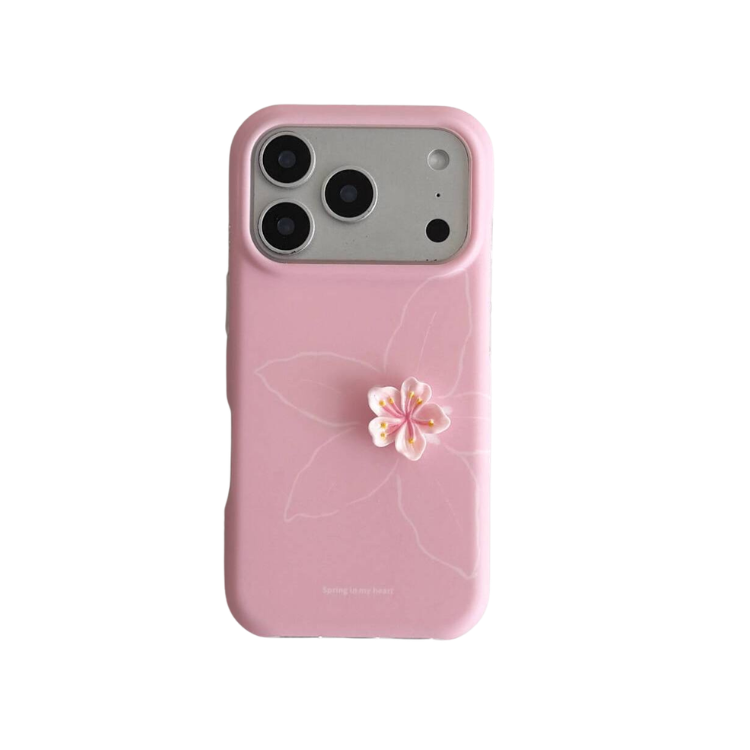 iPhone Spring Pink 3D Flower Charm Case