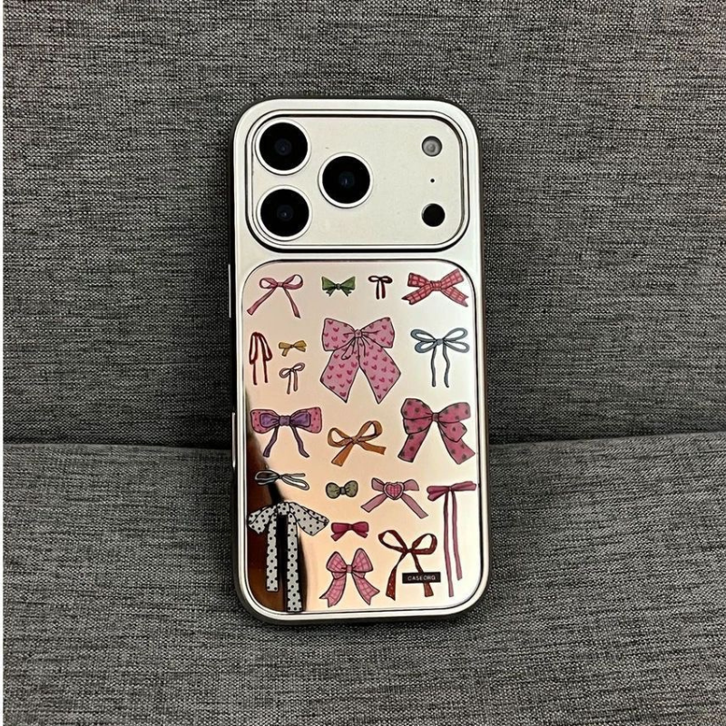 Glossy Cute Coquette Ribbon Mirror Phone Case