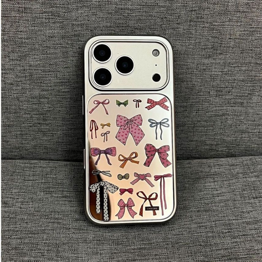 Glossy Cute Coquette Ribbon Mirror Phone Case