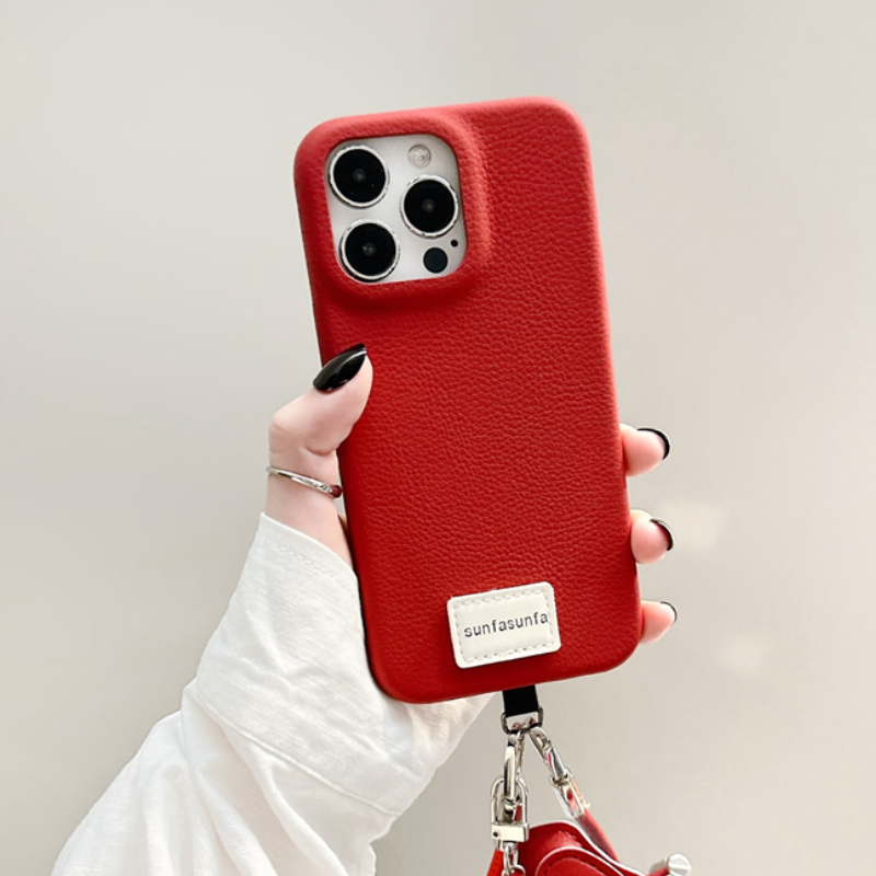 Vintage Red Leather iPhone Case