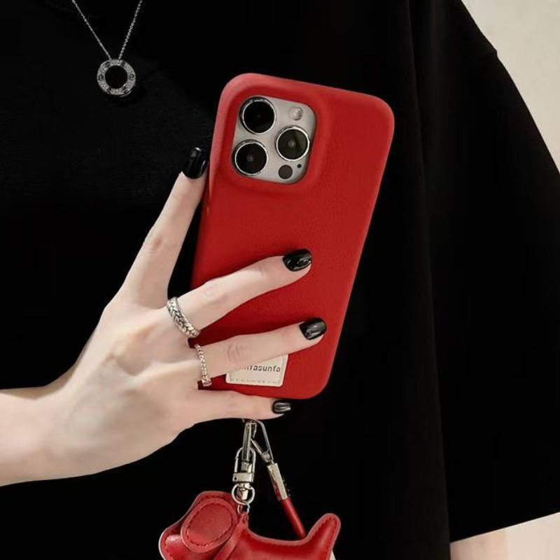 Vintage Red Leather iPhone Case