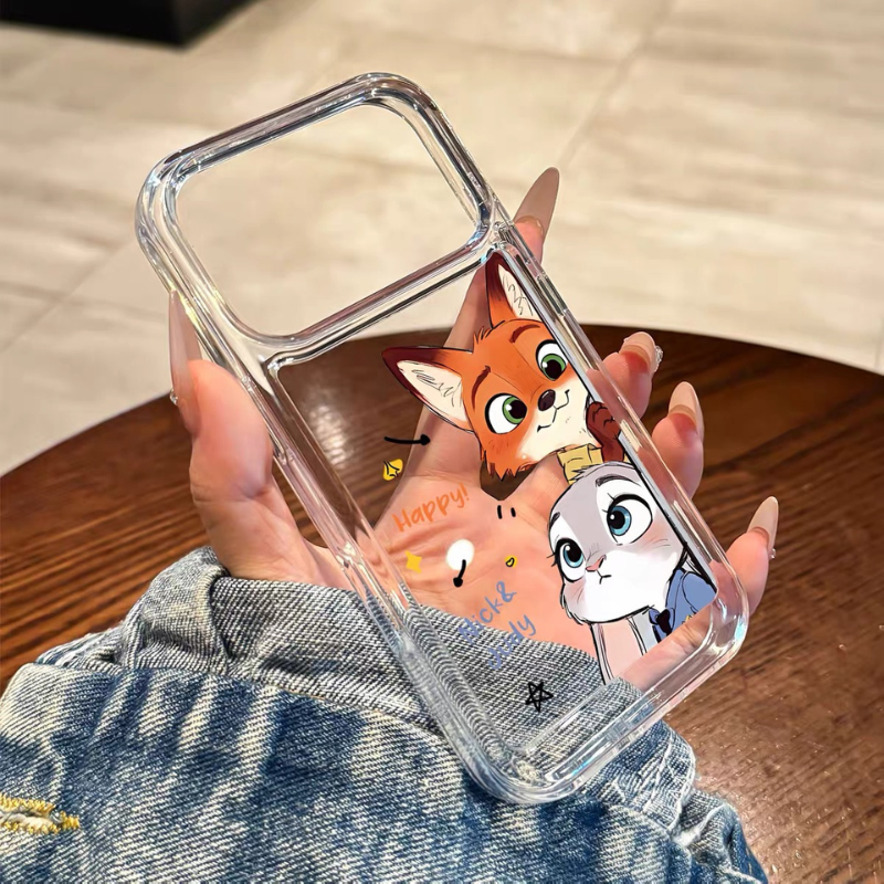 Cute Fox & Bunny Clear Protective iPhone Case