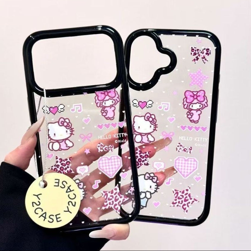 Pink Kawaii Cartoon Shockproof Clear Case for iPhone