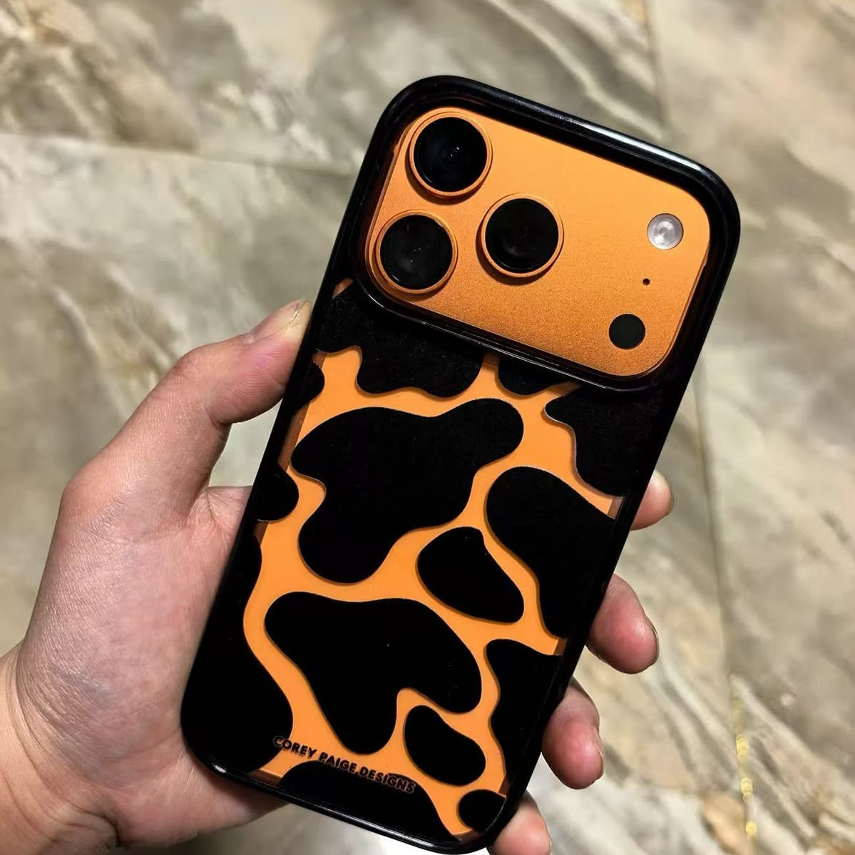 Orange Cow Print Aesthetic Bold Pattern iPhone Case