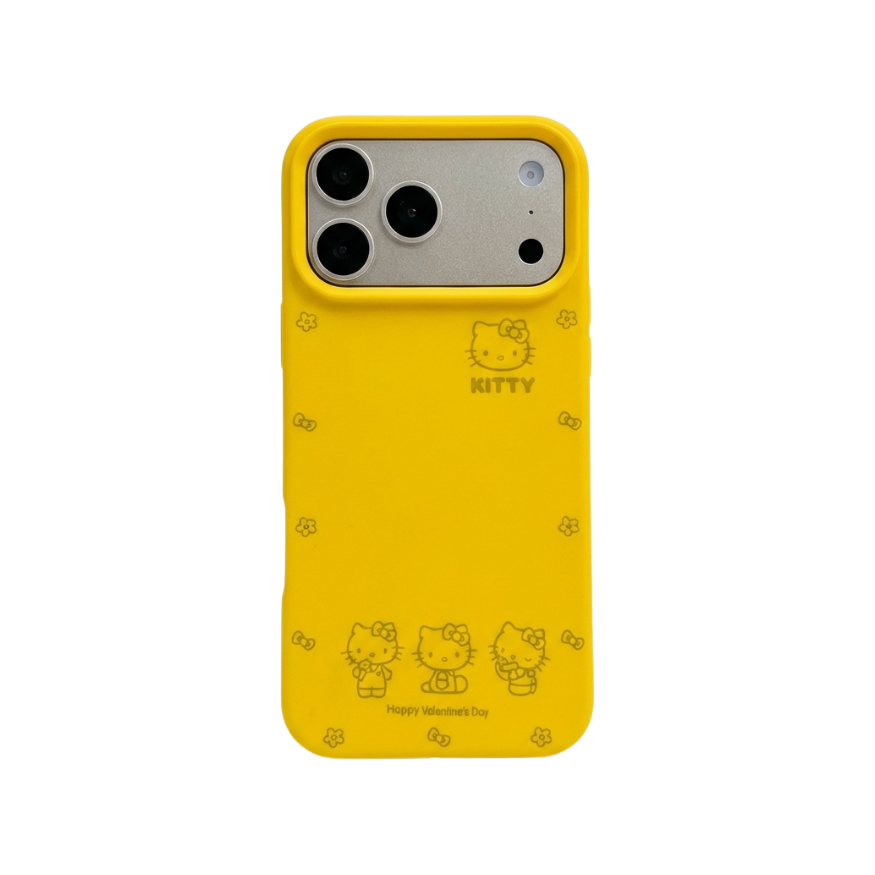 Cute Yellow Soft Silicone Cartoon Kitty iPhone Case