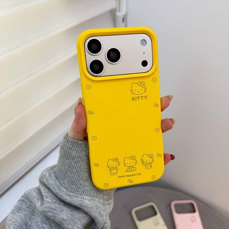 Cute Yellow Soft Silicone Cartoon Kitty iPhone Case